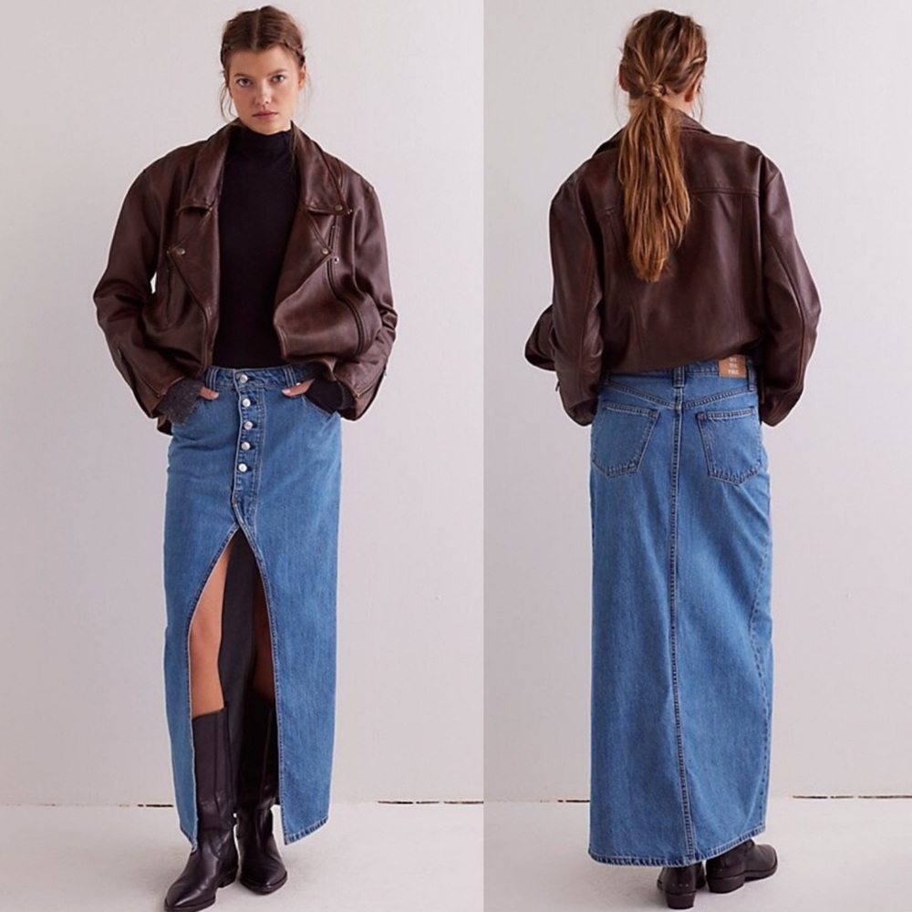 FREE PEOPLE Chani Denim Maxi Skirt NEW
